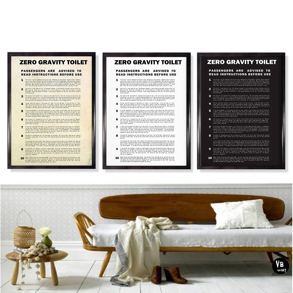 Toilet Wall Art Zero Gravity Bathroom Poster White Text Vintage Prints Bar Canvas Painting Living Room Nordic Home Decor Picture