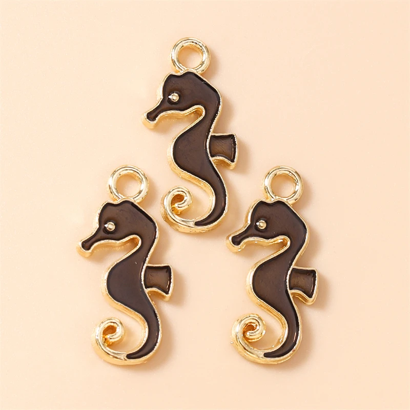 20 Stück 10x22mm Cartoon Tier Charms Emaille Seepferdchen Charms Anhänger für Schmuckherstellung Halsketten Ohrringe DIY Bastelzubehör – Detail 9