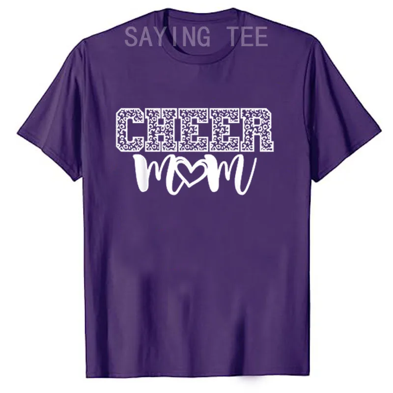 Cheer Mom, Cheerleading Mom T-Shirt Mother\'s Day Mama Gift Women\'s Fashion Sayings Graphic Tee Tops Cool Mommy Birthday Present