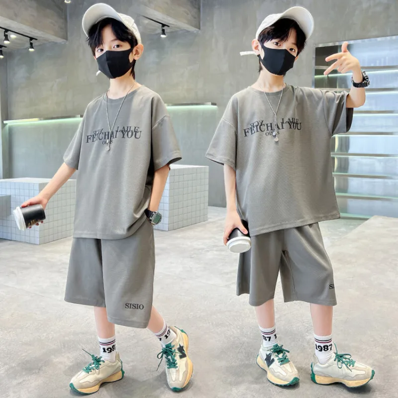 Summer Children Boy Clothes Teenage Girls Letter Print Tshirts and Shorts Suit Kid Top Bottom 2 Pieces Casual Outfits Tracksuits