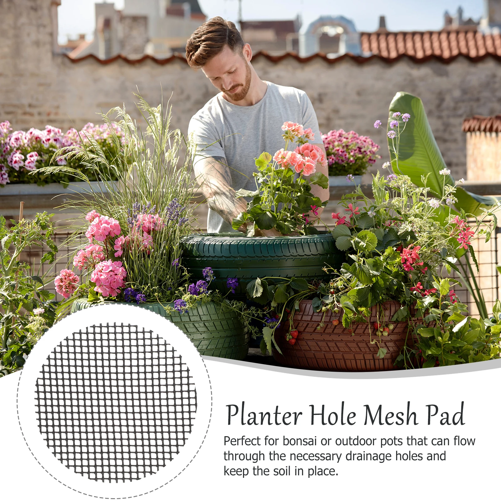 20 stücke Pflanzer Mesh Pad Wiederverwendbare Kunststoff Entwässerung Net Für Bonsai Blumentopf Boden Loch Bildschirm Halten Boden An Ort Verhindern mücke