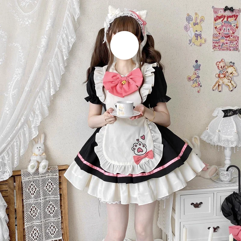 New Cat Restaurant Cos Two ponytail sweetheart maid Costume Cute maid clothing women Cosplay