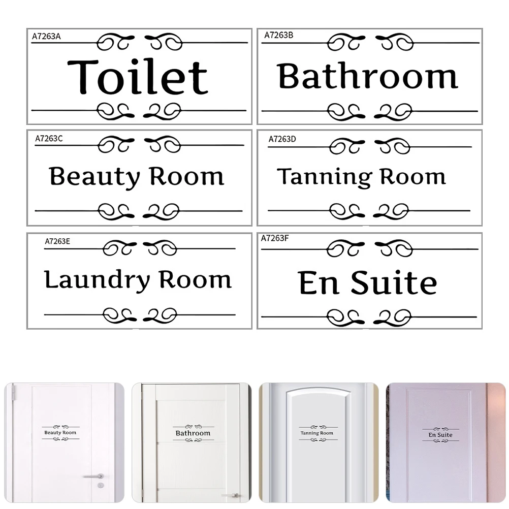 

6 Pcs Door Sticker Logo Adhesive Toilet Decal Bathroom Decals Signs for Pvc Wall