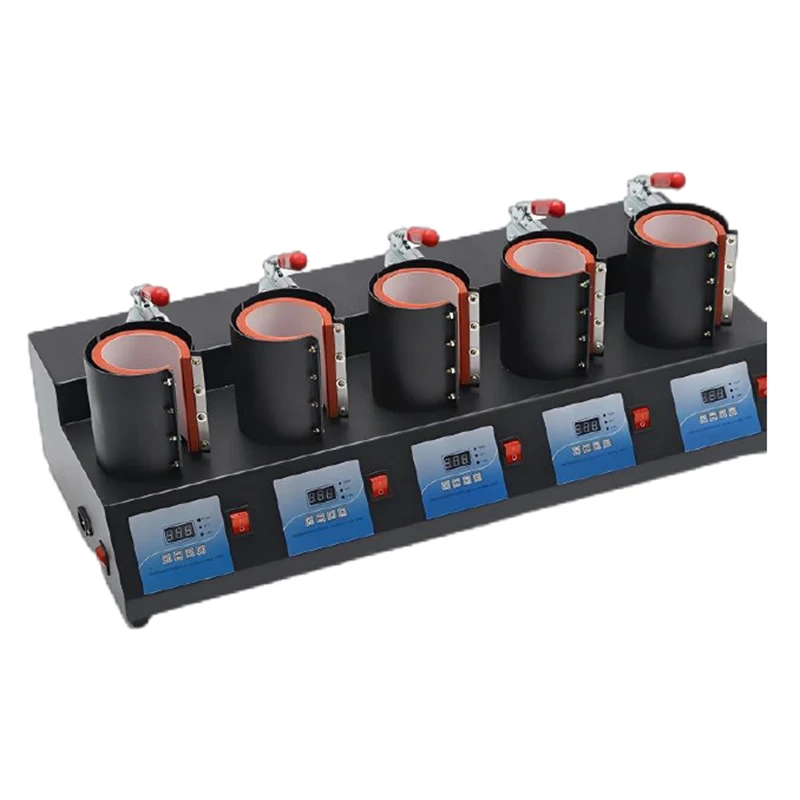 Five-in-one multi-station five-hole mug hot press heat transfer printing independent control bottle cup non-toasting