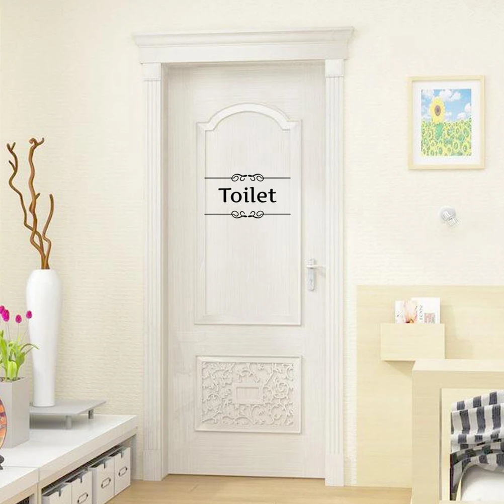

4Pcs Creative Toilet Bathroom Door Stickers Diy Wall Decorative Paper For Public Restroom And Home Use ZY3115A 15x28cm
