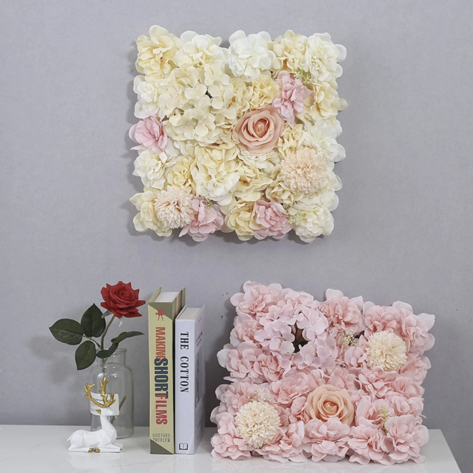 Artificial Flower Wall Panel Layered Flower Wall Panel Decorative Elegant for Event Planners, Weddings, Photo Shoots
