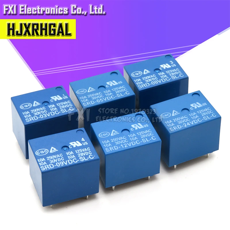 5 Pcs Relais SRD-03 05 09 06 24 12VDC-SL-C 5 Pins 3V 5V 9V 6V 24V 12V Hoge-Kwaliteit SRD-03VDC-SL-C SRD-05VDC-SL-C SRD-09VDC-SL-C