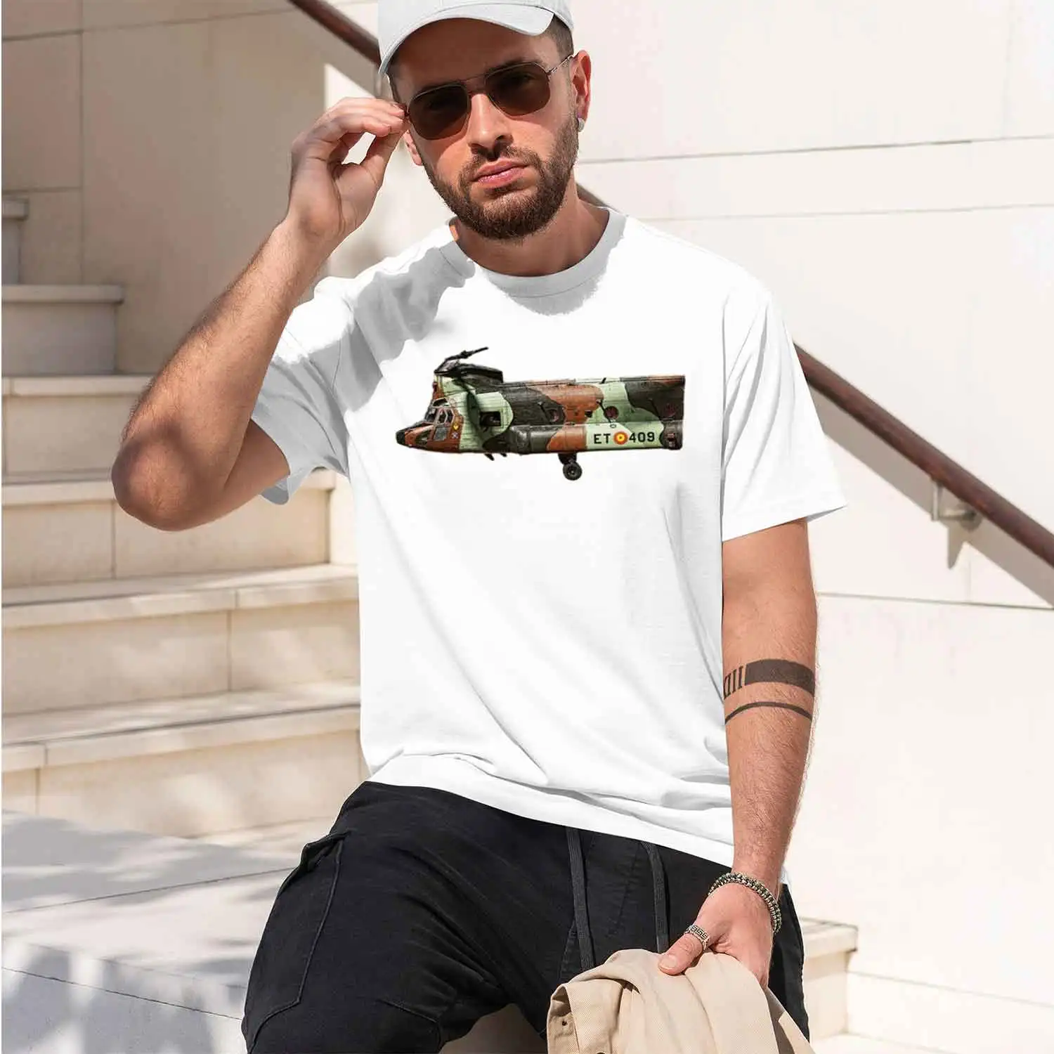 Spanish Air Force BHELTRA V -47D inook Transport Helopter T-Shirt. Premium Short Sve O-Neck Mens T Shirt New 2026 New Model Shor