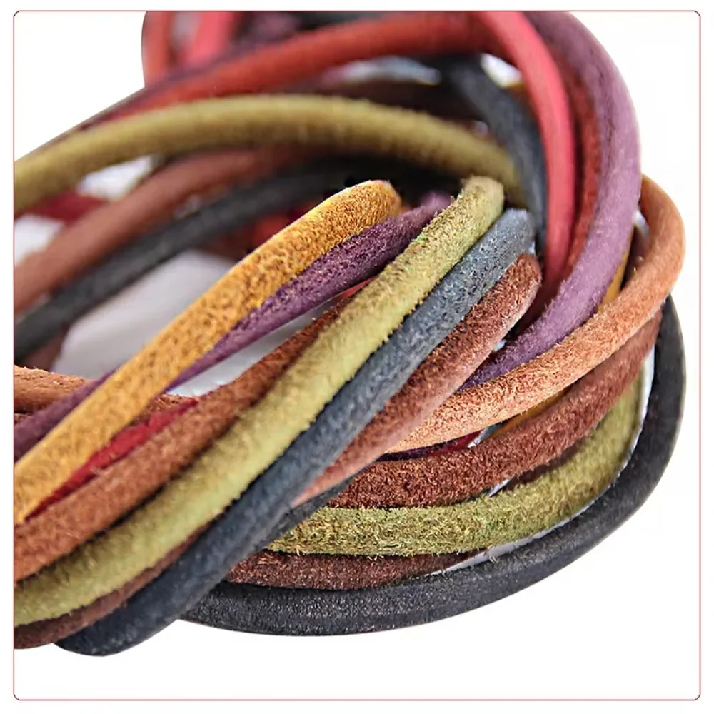 Making Jewelry Accessories 5meter 3mm Leather Cord Clourful Roud Lace Rope DIY Bracelets Making Necklace String Rope