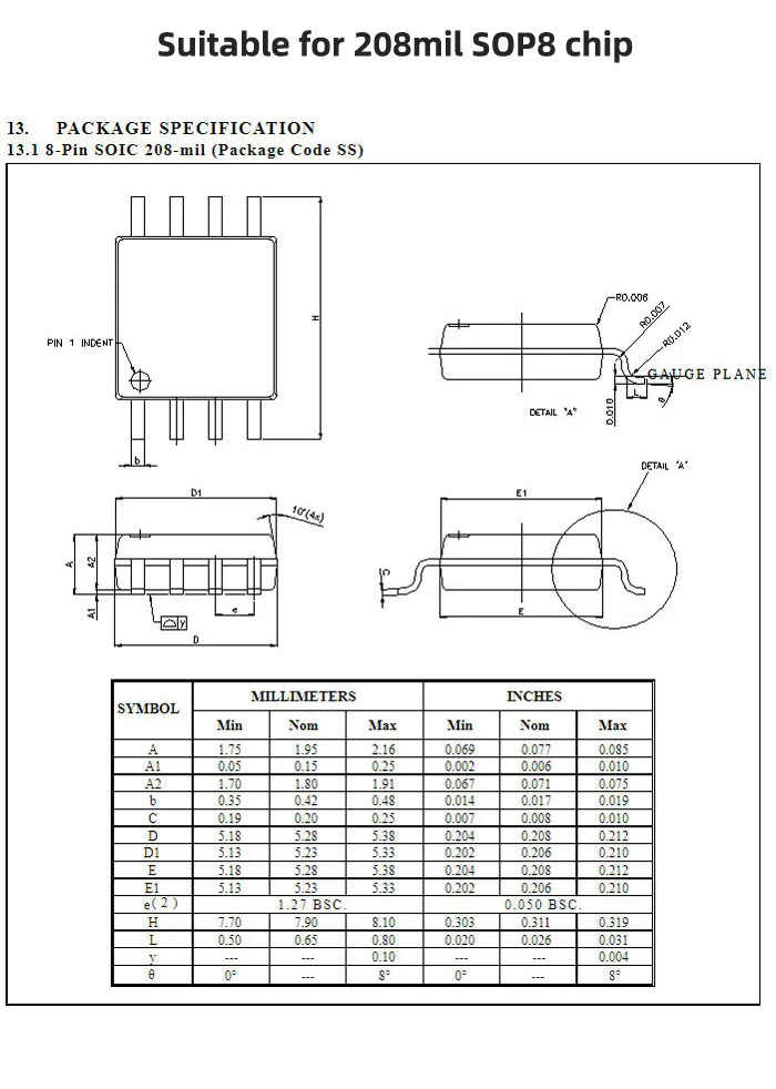 Adaptador programador CNV-SPI/S08A-V1.01 SOIC8 SOP8-DIP8 IC soquete de teste de corpo largo 208mil