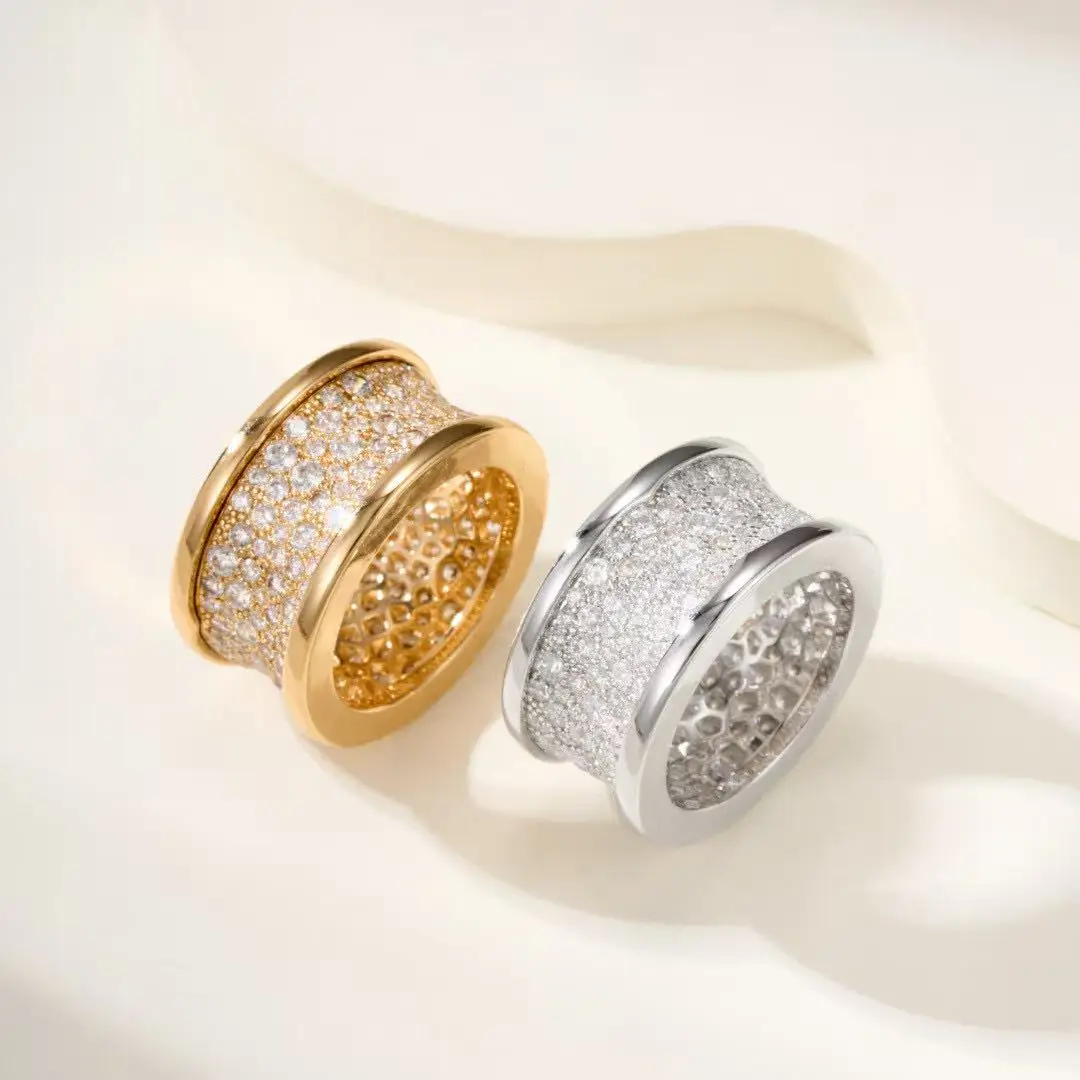 

2025 French Style Accessories Anello in Di Alta, Edizione Ampia, Con Diamanti Pieni, Piccola Vita, Gioielli Di Lusso Femminili