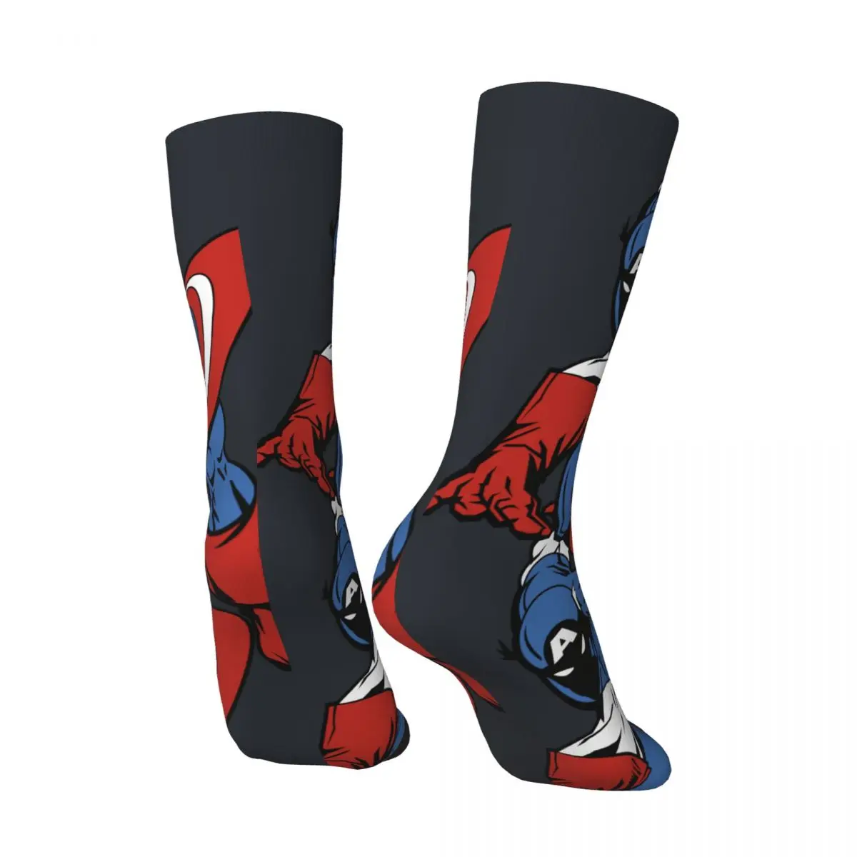 Retro Classic Men's compression Socks Unisex Disney Captain America Film Street Style Seamless Printed Novelty Crew Sock