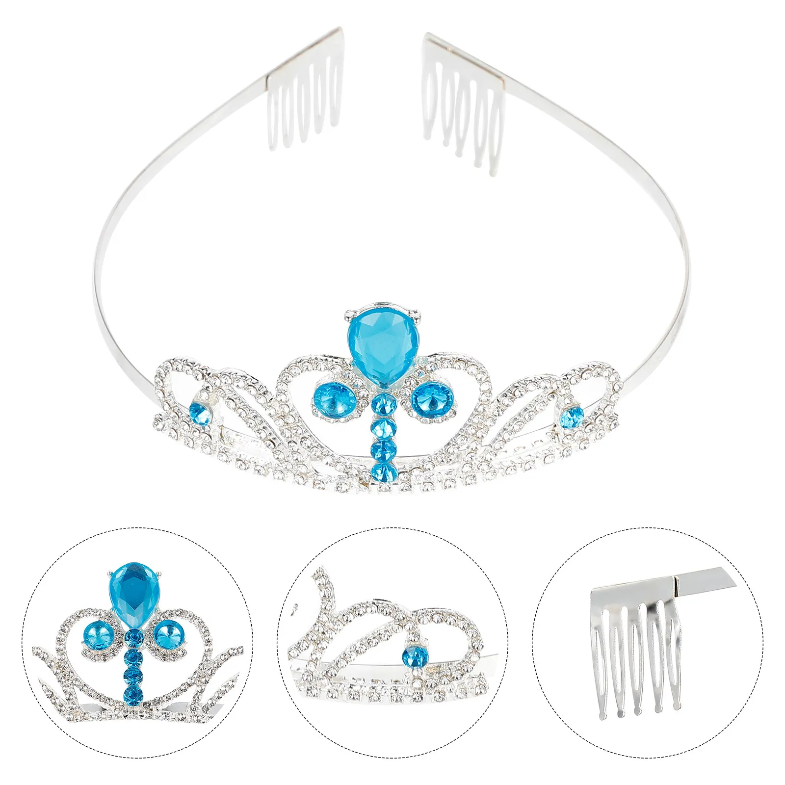 

1Pcs Kids Crown Delicate Birthday Headdress Hairband Party Hair Decor Crystal Alloy Safe Hair Accessory Photo Props