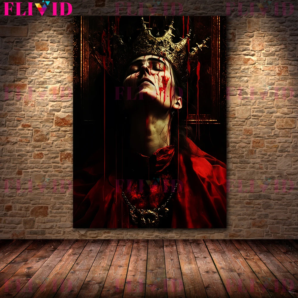 الملكة الاستحمام في الدم خمر القوطية الرسم على لوحات القماش الجدارية النساء التضحية إلى الشياطين ملصق فني وطباعة ديكور المنزل #4