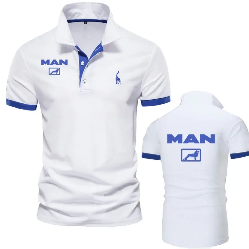 MAN Truck printing 2024 Men's Polo Shirts New Sports Quick Dry Breathable cotton Polos Shirts Business Casual Shorts Sleeve