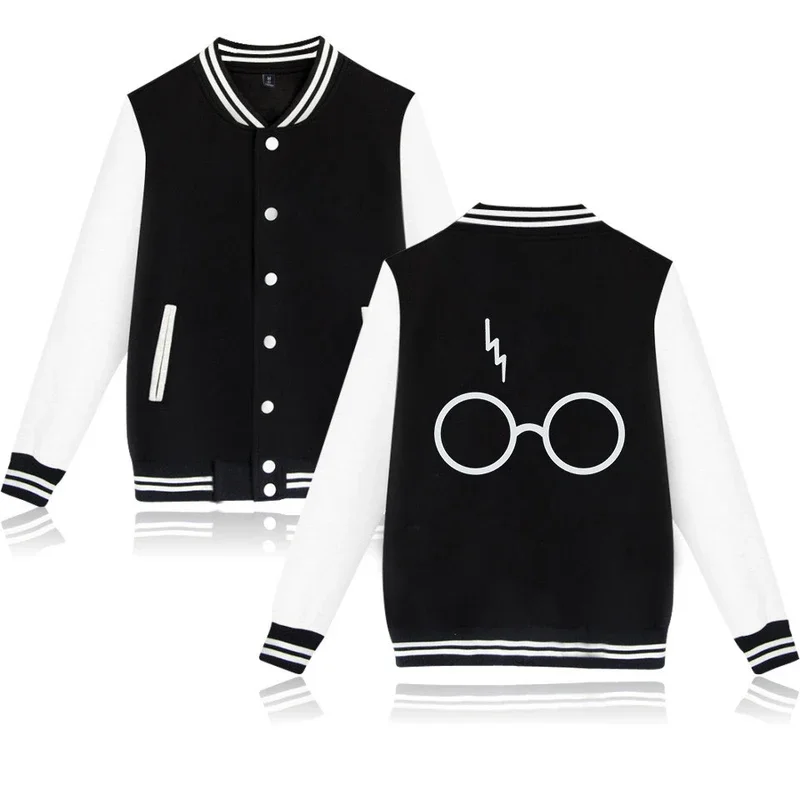 Glasses Print Baseball Jacket Men/Women Uniform Coat Long Sleeve Hoodies Harajuku Sweatshirt Sweatshirt Men