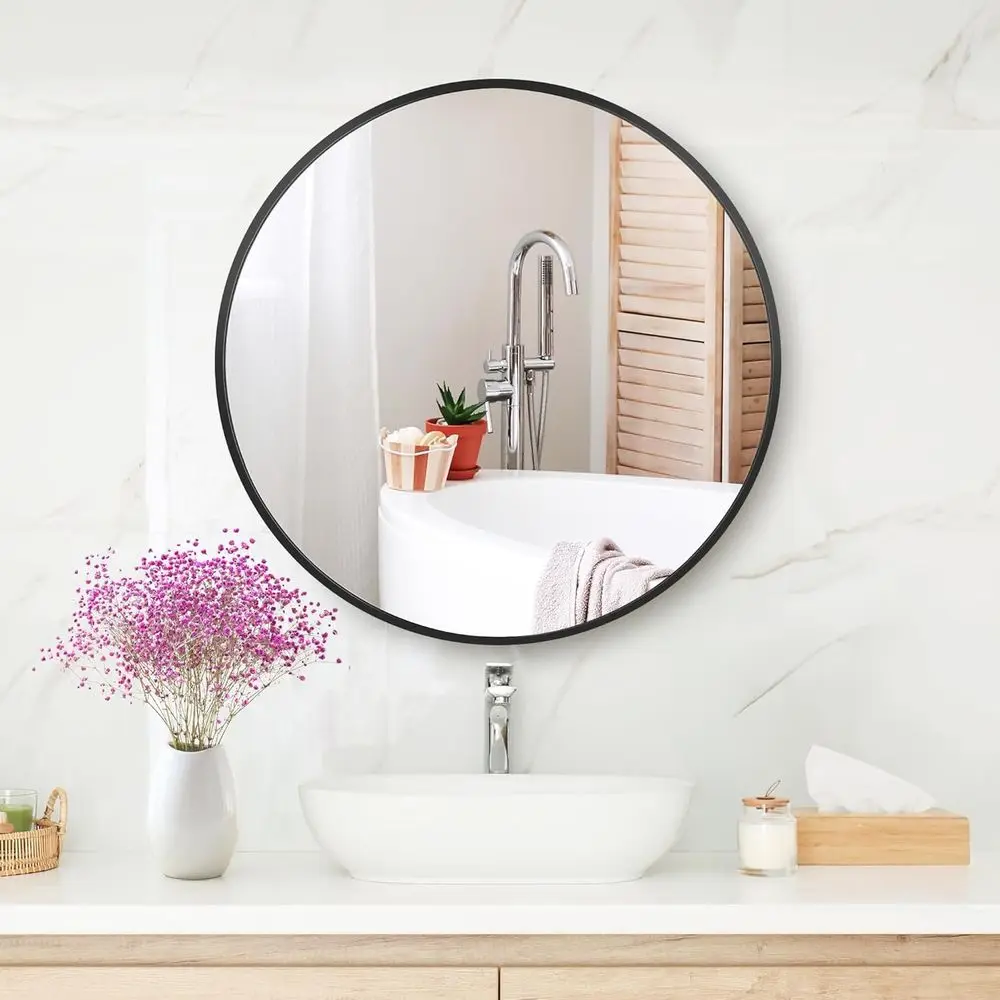 

Large 30 Black Circle Wall Mirror - Bathroom Vanity Mirror, Mountable