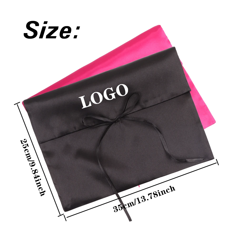 10 Stück personalisierte Satin-Geschenktüten für Haarbündel mit Schleifenband, Kleidungsverpackungsbeutel, Satin-Aufbewahrungstaschen für Perücken für Unternehmen – Detail 4