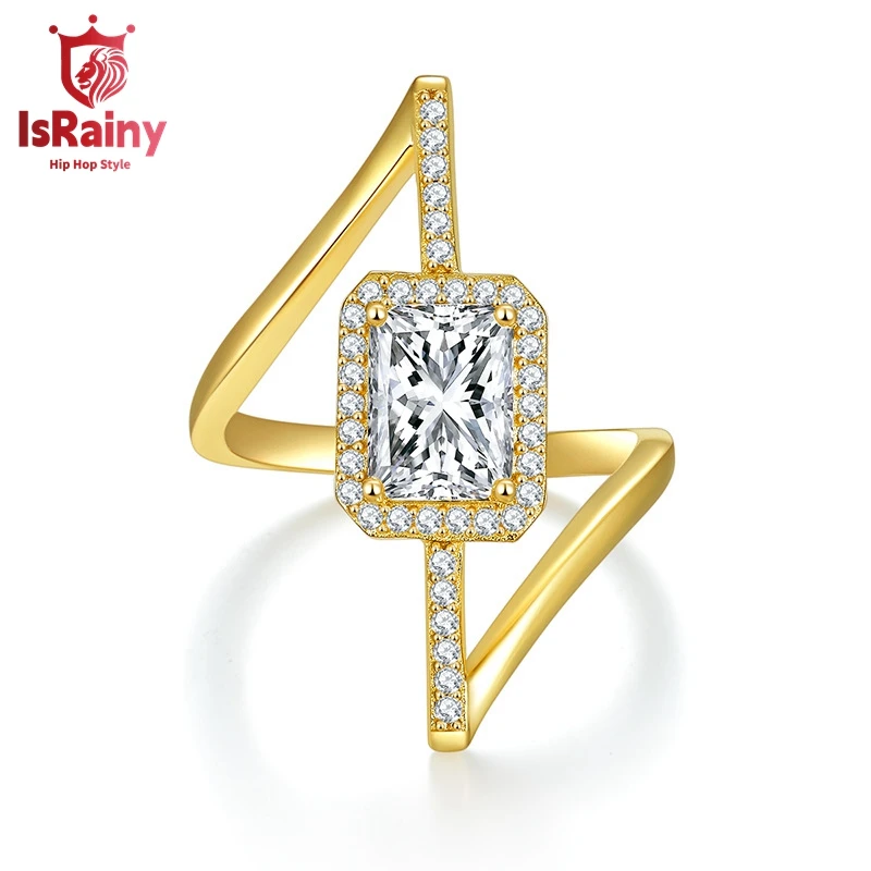 

IsRainy Hip Hop Rock Solid 925 Sterling Silver Real GRA Moissanite Diamonds Rings Radiant Engagement Anniversary Fine Jewelry