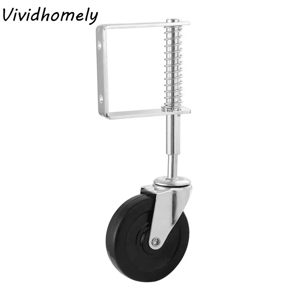 4 Inch Door Gate Wheel Rubber Heavy-duty Spring Loaded Caster 70kg Load Capacity 360°Rotatable Spring Damping Wheel Household