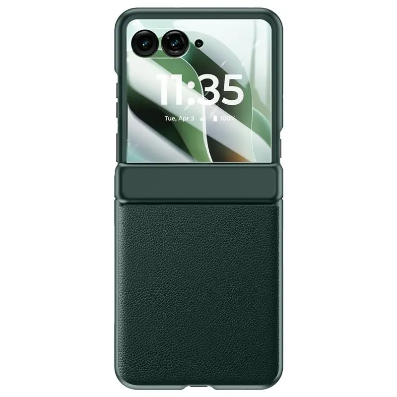 

For Motorola Razr 70 60 50 Moto Razr 2026 2025 2024 Case Leather Strap With Glass Tempered Film Cover Central Hinge Protection