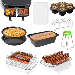 Accesorios para freidora de aire de doble cesta, rectángulo para Ninja Foodi Dualzone Airfryer DZ201/40/55, se adapta a todas las Airfryers 3.7Qt - 4.2Qt