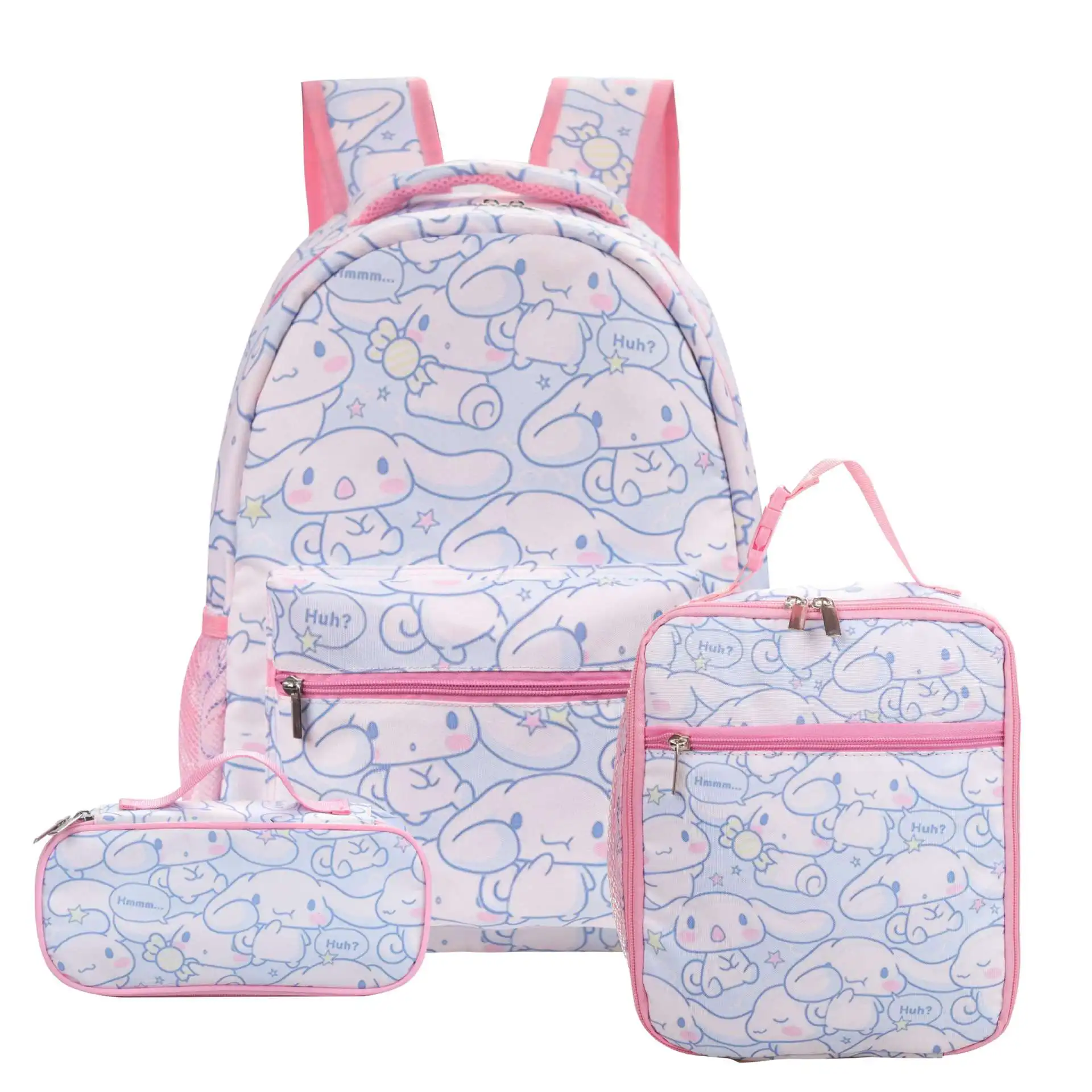 3Pcs/Set Kuromi Backpack Colorful Bag Boys Girls School bags Teenager Student with Lunch Bag Travel Mochilas