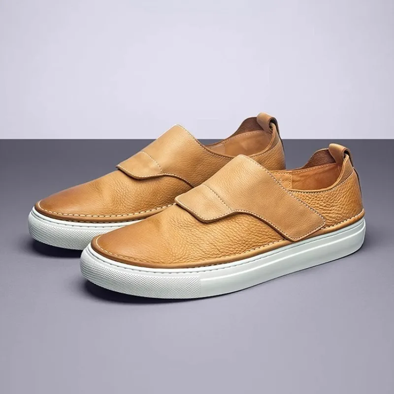 

Men's Shoes Spring Summer Autumn Breathable Genuine Leather Fashion Sport Shoes Male Loafers Slip on Sneakers Youth Flats