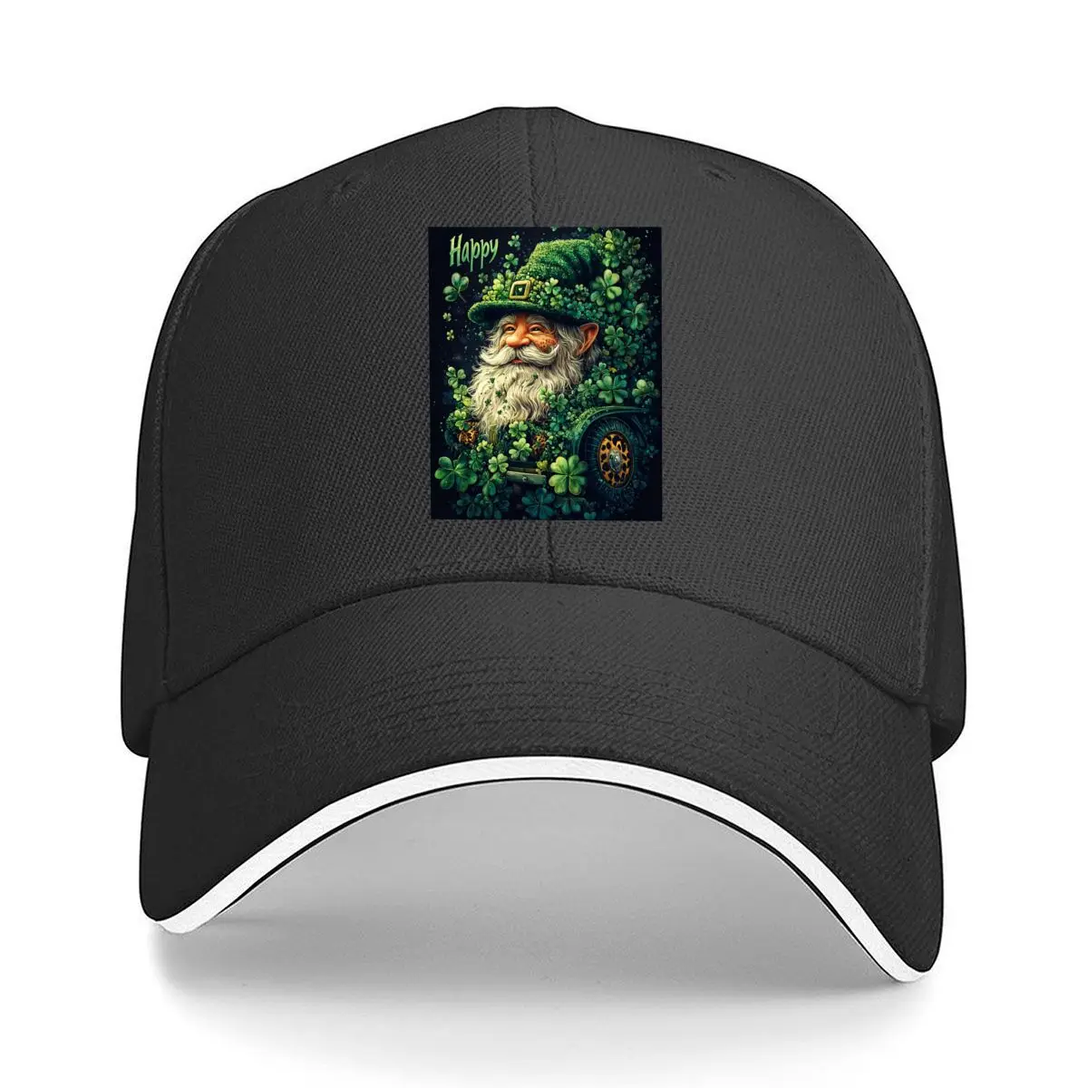 Happy Leprechaun Clover Irish Gnome Sandwich Baseball Cap Outdoor Workouts Sun Hat