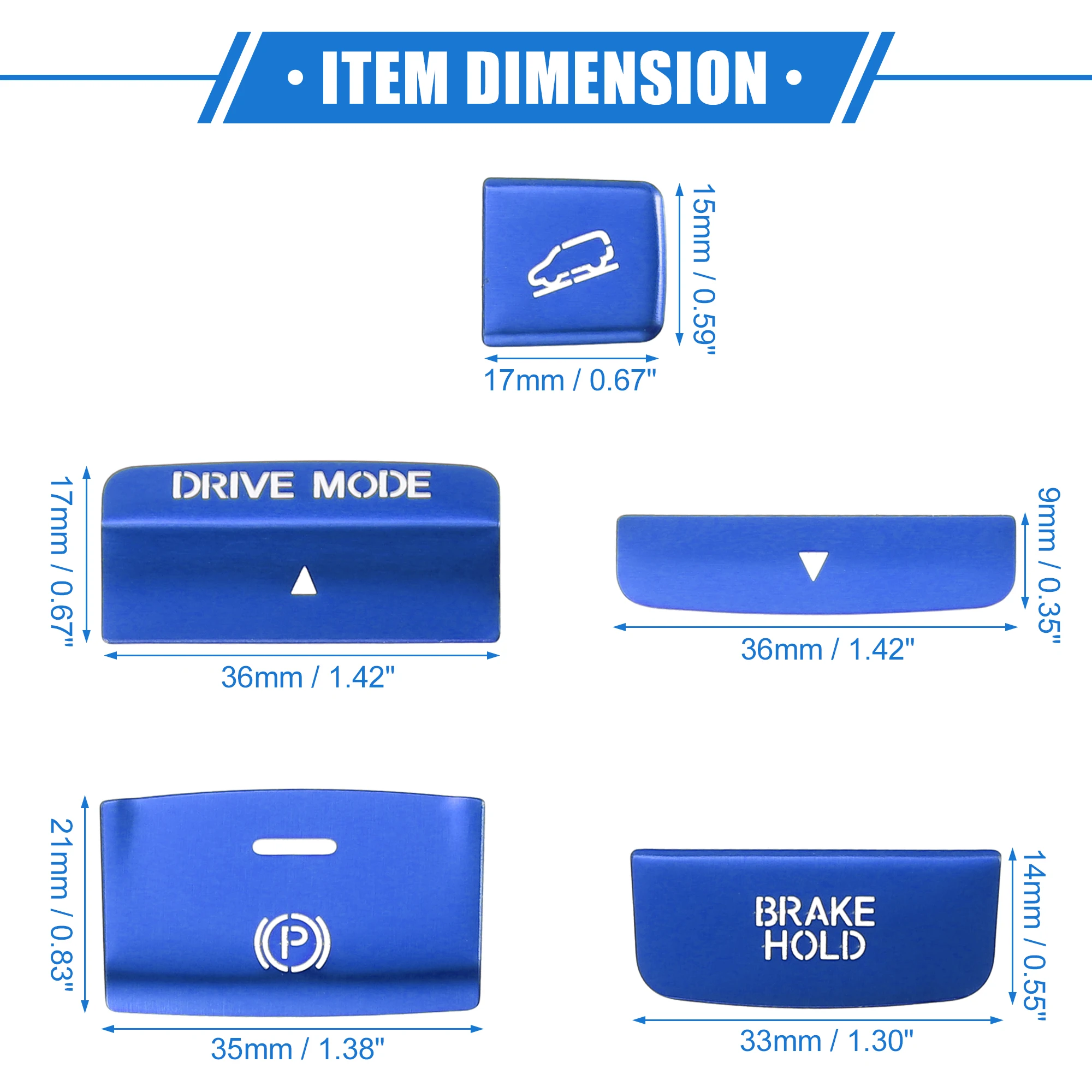 UXCELL 6 قطعة وحدة التحكم المركزية للسيارة الإلكترونية فرملة اليد وضع محرك التبديل غطاء أزرار الكسوة متوافق مع هوندا CR-V 2023 الأزرق
