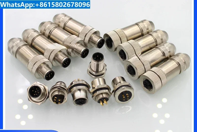 

M12 plug metal male female sensor plug with shielded connector 4-core 5-core 8-core