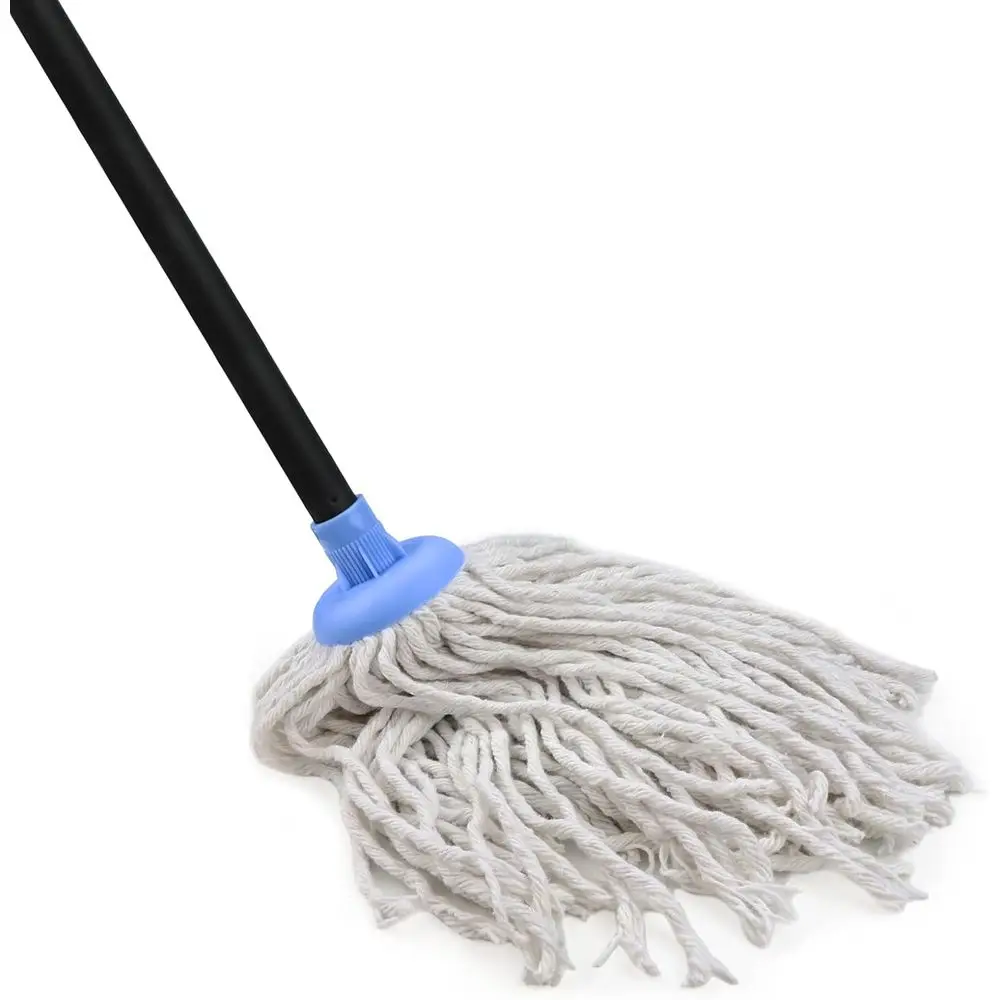 

Indoor Floor Cleaning: Cotton Mop, Regular Mop, or 49-inch Simple Mop for Living Rooms, Bathrooms, and Kitchens (White & Blue)