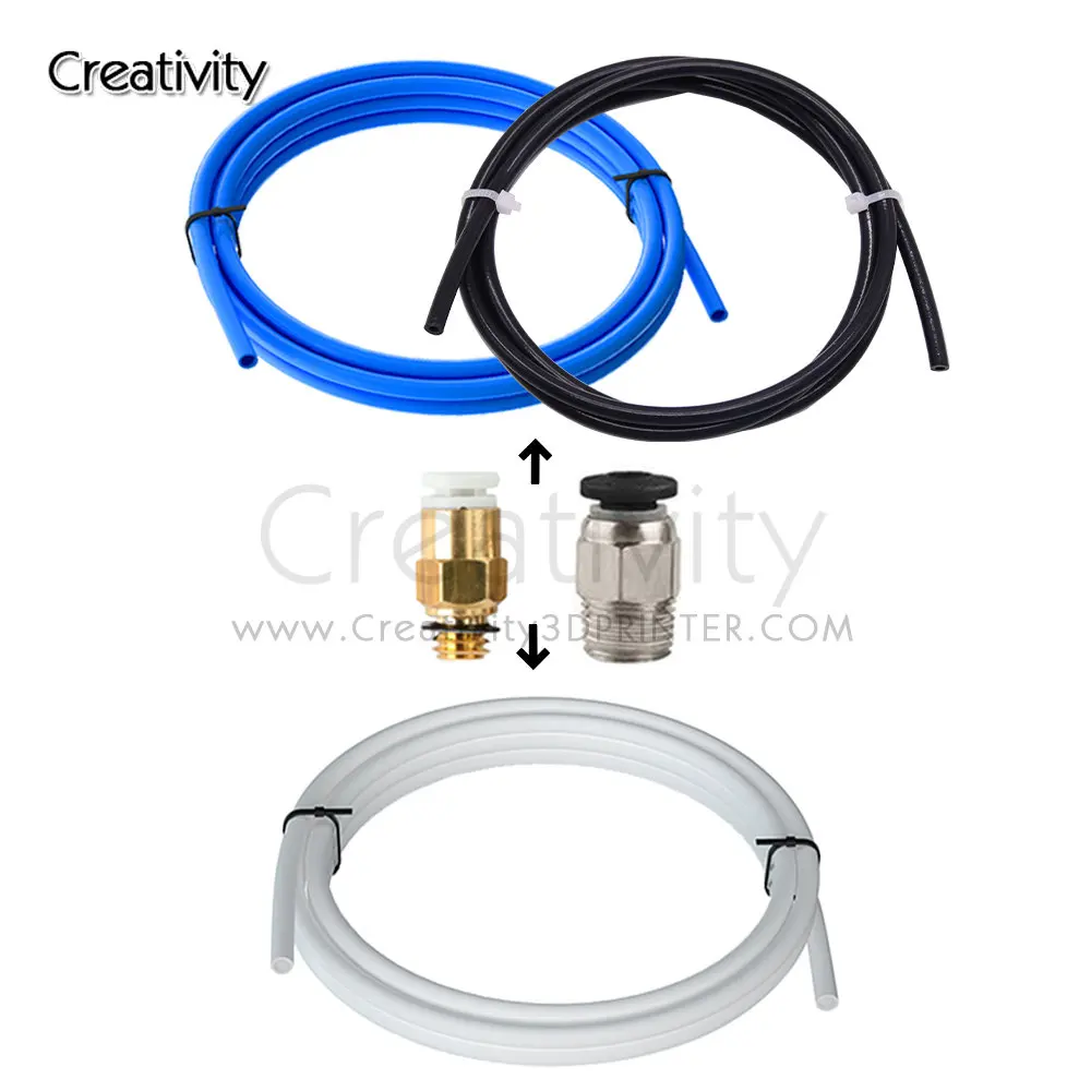 KJH04-M6 and PC4-01 Pneumatic Connector With 1M PTFE Tube 2*4MM  Upgrade Kit 3D Printer Parts 1.75mm Bowden Extruder