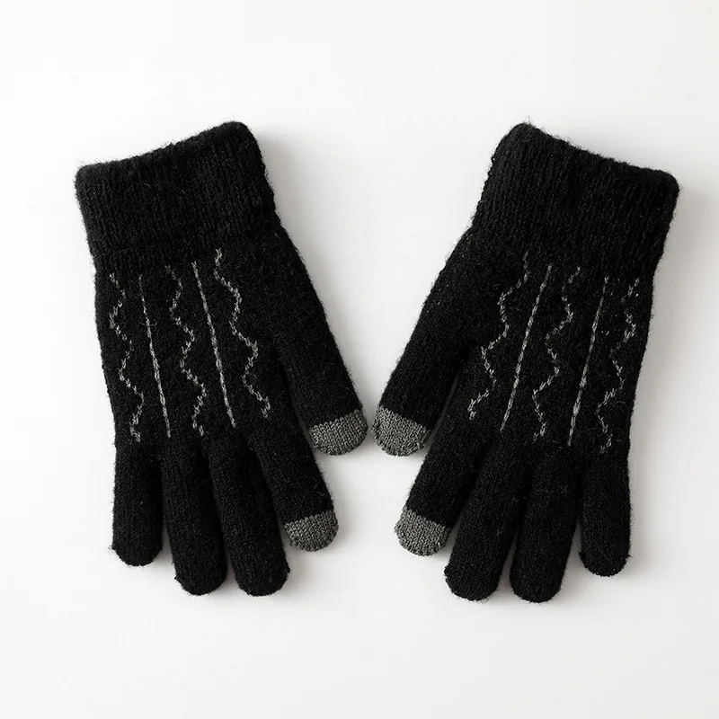 Paar warme Winter-Touchscreen-Handschuhe für Damen und Herren, klassische Strickhandschuhe, Handschuh, Outdoor, Radfahren, kältebeständig, winddicht