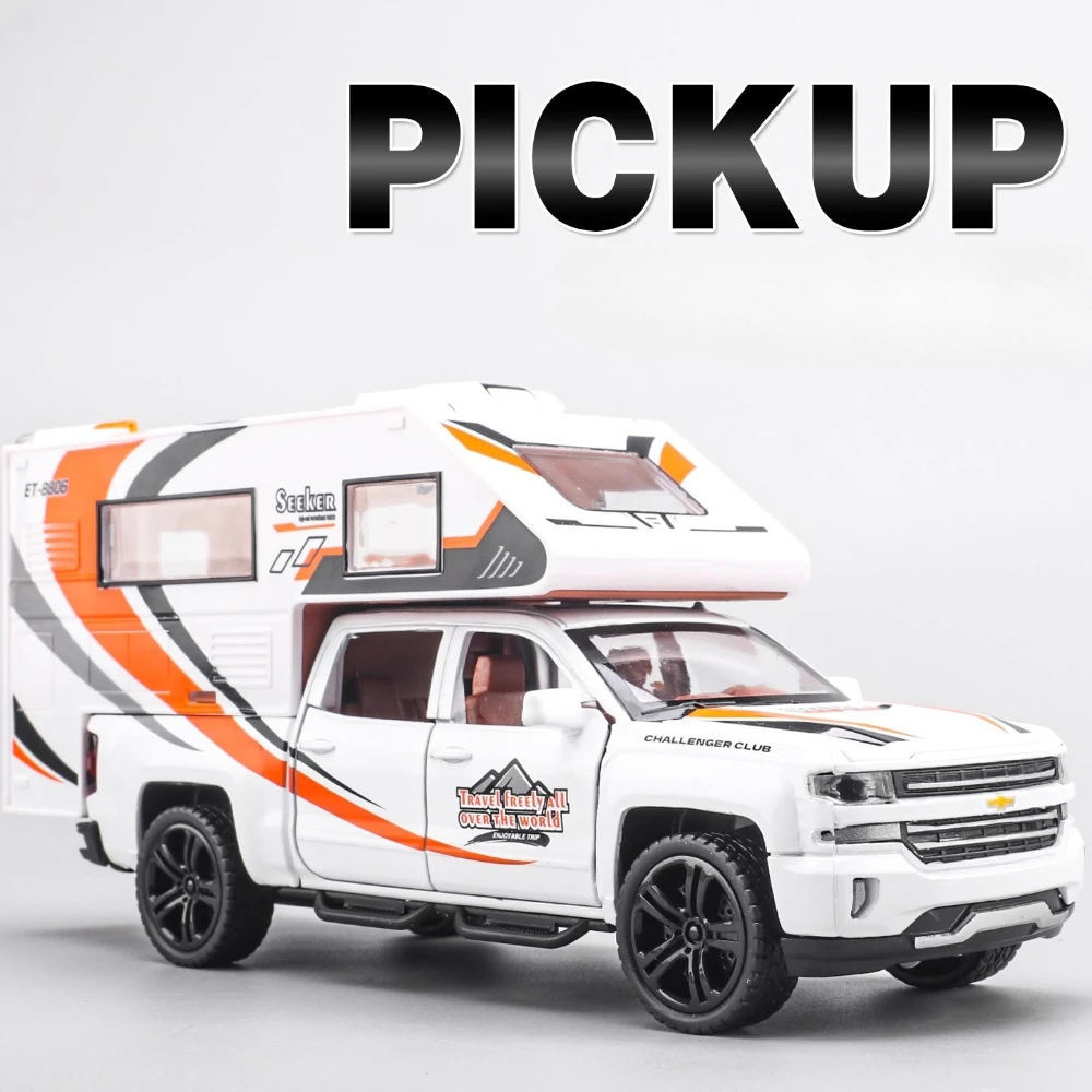 

Scale 1:32 Camping Car Model Toy Music Light Doors Opened Pull Back Alloy Die-cast Vehicles Models Home Decoration Ornaments