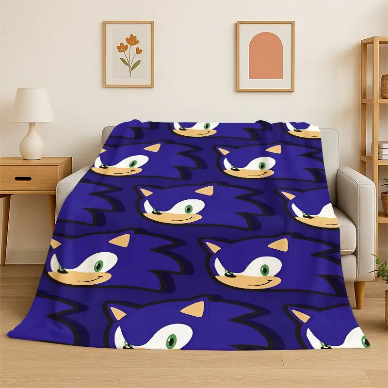 Classic Game S-Sonic Cartoon Soft Flannel Throw Blanket,Cozy Blanket for Bed,Couch,Sofa,Bedroom,Living Room,Travel,Picnic kids