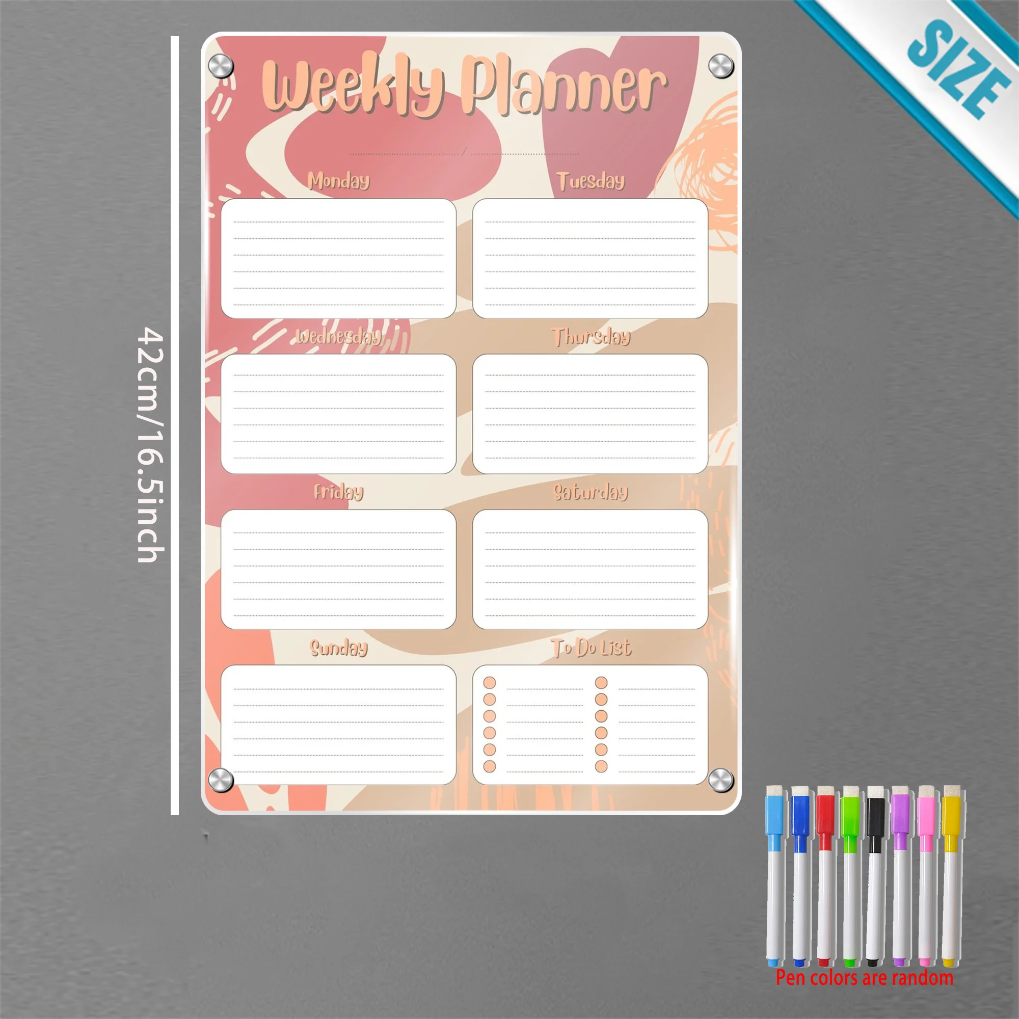 A3 Magnetic Weekly Planner Board, 16x12 Inches, Reusable, Vibrant Colors, Includes Markers, Perfect for Daily Fridge