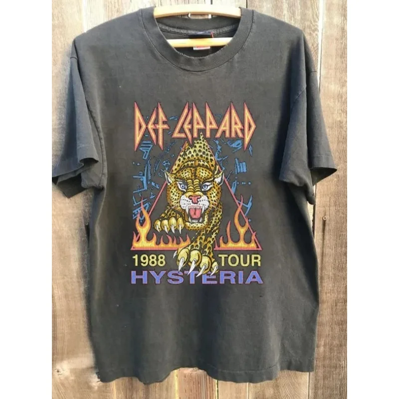 Camisa unissex Def Leppard - Hysteria 88 Tour Graphic Charcoal