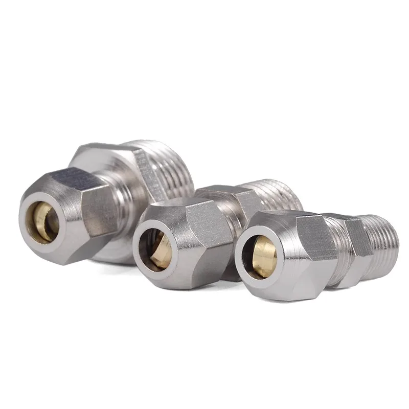 5PCSCopper nickel plated clip fittings, tubing copper tube aluminum tube steel pipe  thread straight connector 6 -02/8/10/12 mm