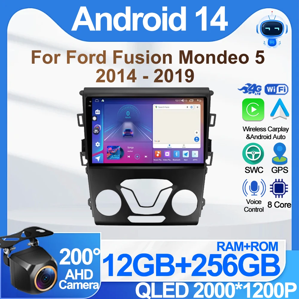 

Android For Ford Fusion Mondeo 5 2014 - 2019 Car Radio No 2 din Multimedia Video Player Carplay GPS Navigation 8 Core 5G Wifi