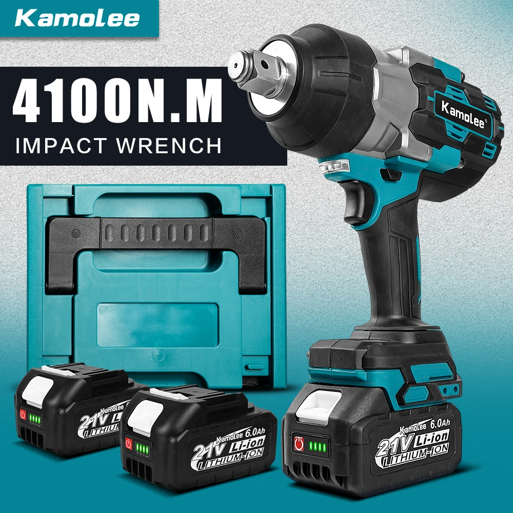 Kamolee 4100NM clé électrique sans brosse à couple élevé 3/4 pouces clé à chocs sans fil outil électrique portatif pour batterie au Lithium 21V