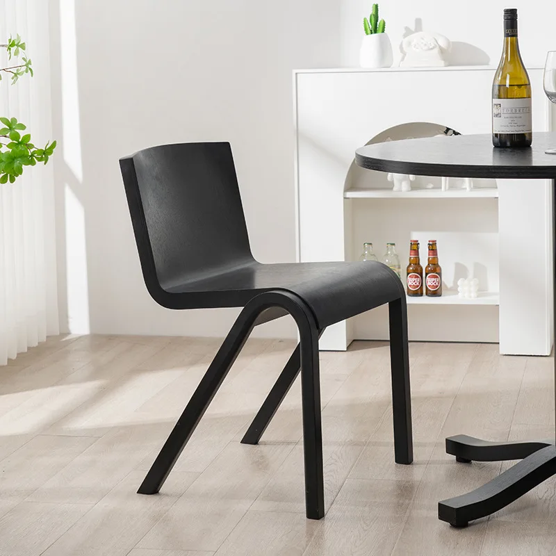

Nordic Danish designer dining chair home solid wood curved wood backrest stool wabi-**** modern simple desk chair