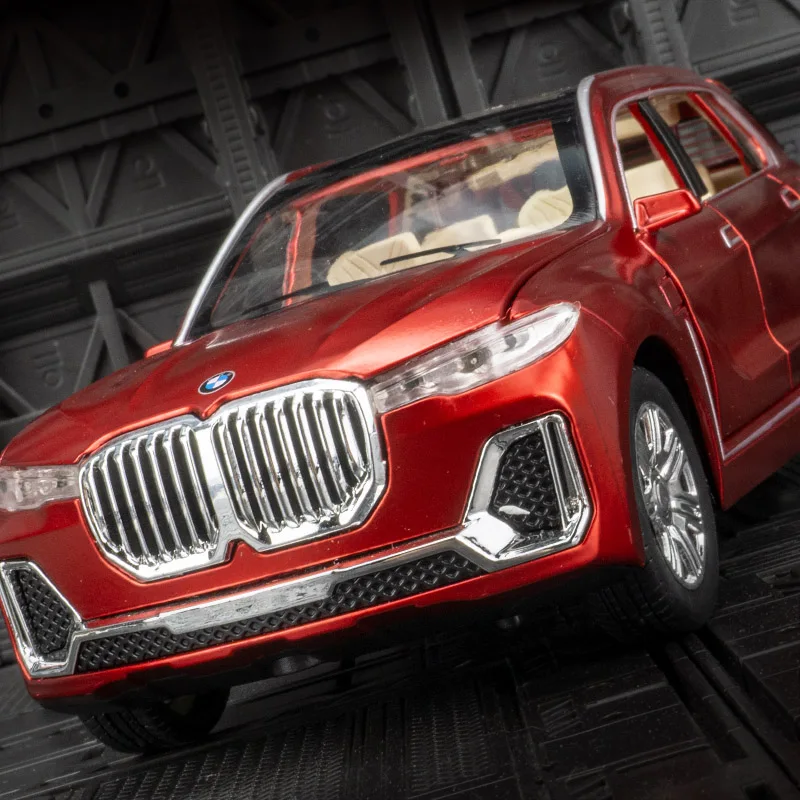 1:24 BMW X7 liga modelo de veículo off-road porta e capô do motor, porta pode ser aberta carro de brinquedo infantil rico em detalhes