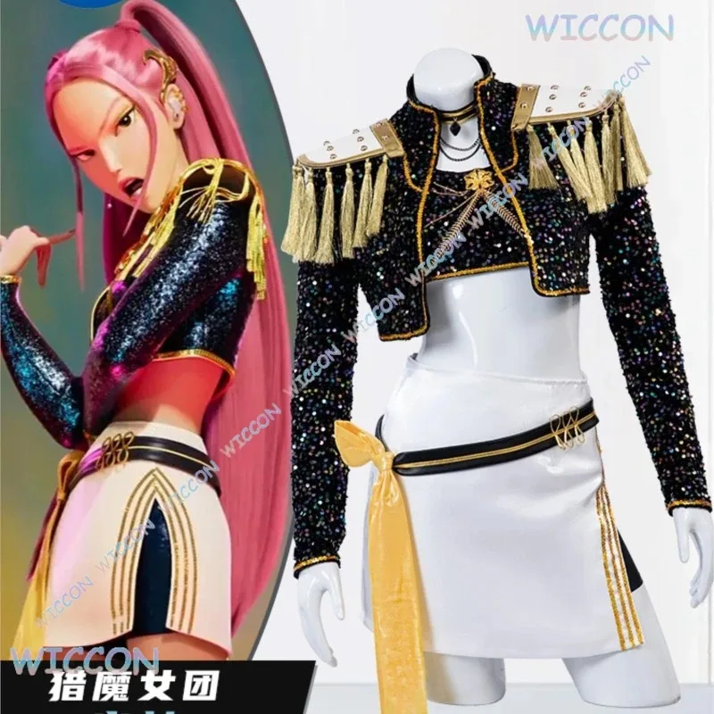 25COSKpop شيطان الصيادين زوي رومي ميرا الثقيلة Y2K سايبر ميتافيرس تأثيري حلي القوطية مستقبلية مرحلة الأداء الزي