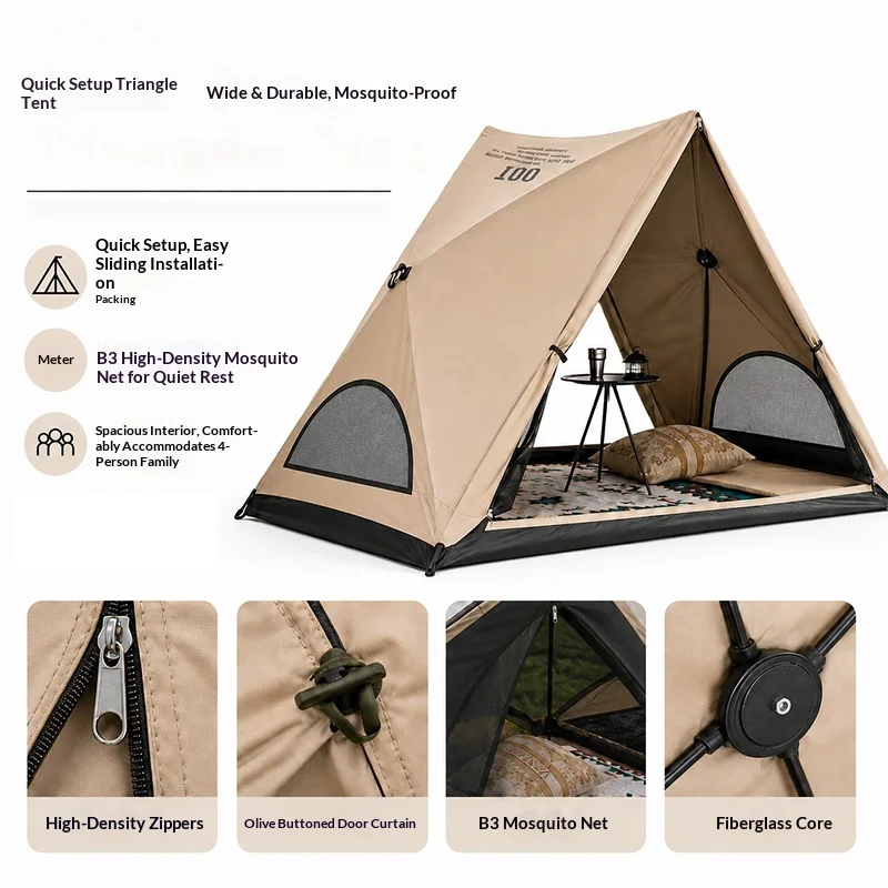 Automatisches Dreieckszelt, Outdoor-Campingzelt, das in nur 3 Sekunden aufgebaut werden kann. Wasserdicht und UV-beständig. – Detail 3