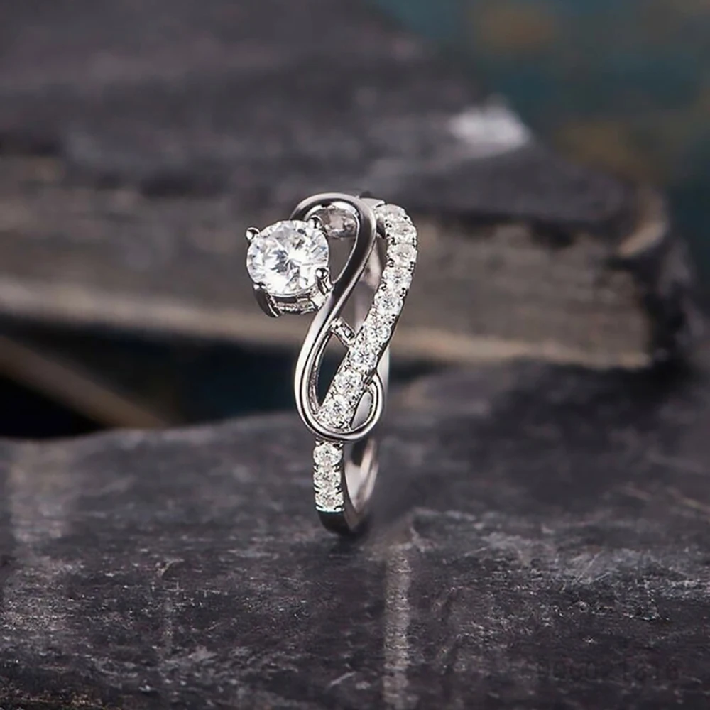 925 Sterling Silver Zircon Size 7-10 Infinite Ring Engagement For Women Fashion Charm Jewelry Grace Noble Wedding Accessories