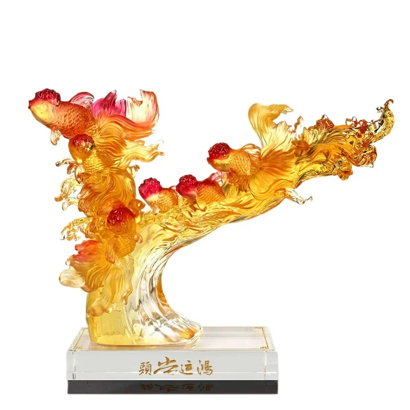

Gufa Liuli Goldfish Ornament Company Front Desk Light Luxury High-end Soft Decoration Crafts Business Gifts