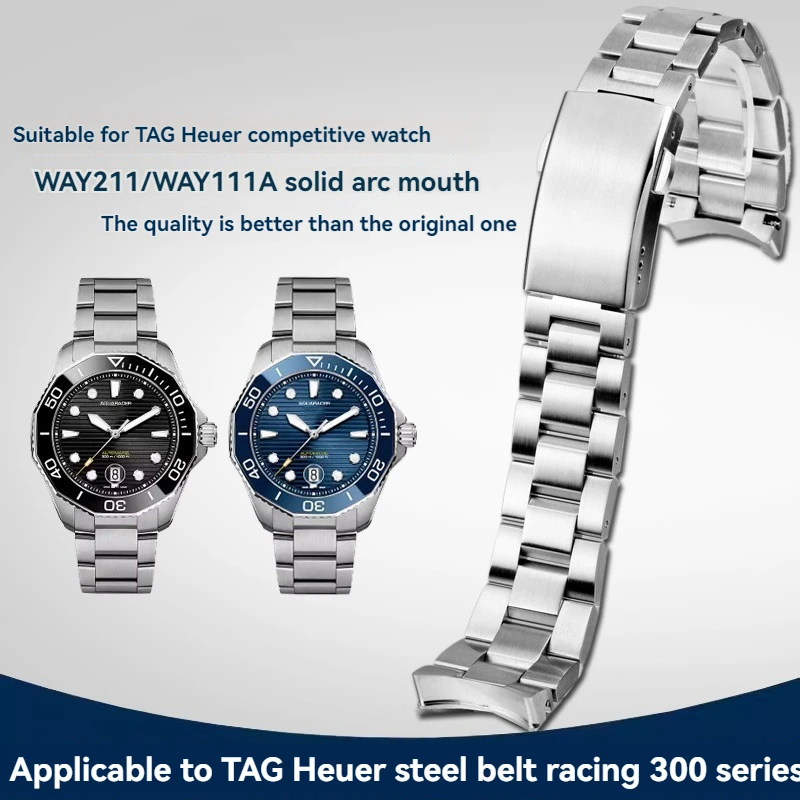 

Премиальный браслет из нержавеющей стали для TAG Heuer Aquaracer 300 (WAY111A/WAY211A) | Металлический ремешок с изогнутыми концами 20,5 мм и 21,5 мм