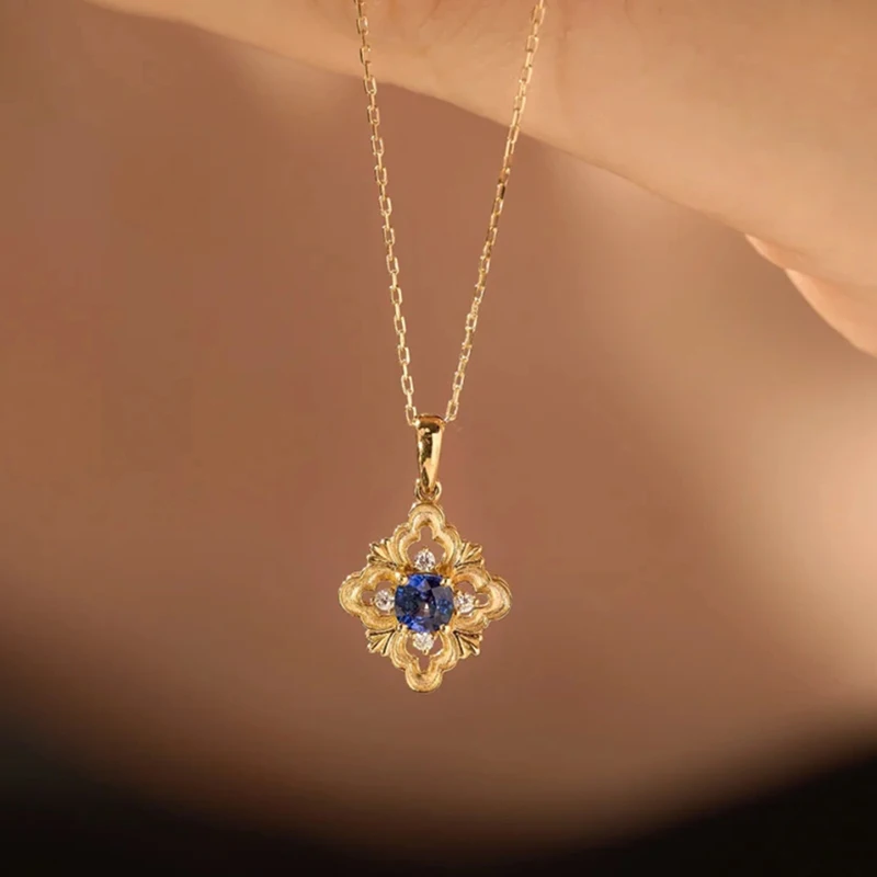 S925 Sterling Silber Hohlmuster Diamant Halskette für Frauen Licht Luxus Retro Mode einfacher Trend klassisch elegant täglich – Detail 1