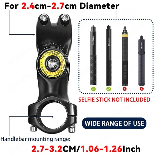 Imagen 2 del producto Soporte para manillar de motocicleta, palo de Selfie de ajuste, monopié de bicicleta para GoPro 13 12 11 10 9 Insta360 X4 X5 accesorio DJI